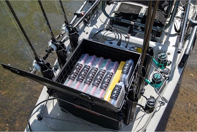 YakAttack BlackPak Pro 16" x 16" Kayak Fishing Crate with 6 Rod Holders - Black | Tackle Storage Box & Fishing Gear Organizer | Lightweight, Durable & Customizable Kayak Fishing Accessory