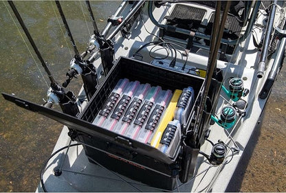 YakAttack BlackPak Pro 16" x 16" Kayak Fishing Crate with 6 Rod Holders - Black | Tackle Storage Box & Fishing Gear Organizer | Lightweight, Durable & Customizable Kayak Fishing Accessory