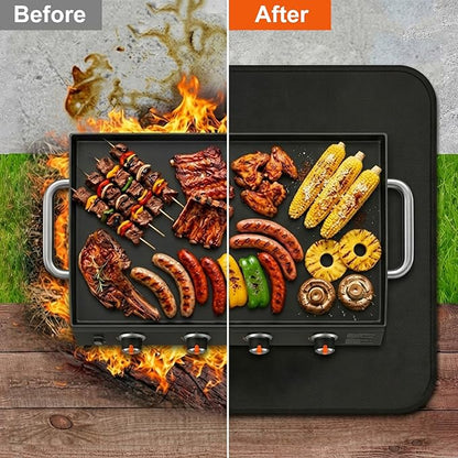 Non-Slip 48x30 Inch Under Grill Mats for Outdoor Grill, 2mm Thick Fireproof, Oil-Proof and Waterproof BBQ Grill Mat, Indoor Fire Pit Mat Fireplace Mat, Easy to Clean, Protects Deck Patio and Lawn