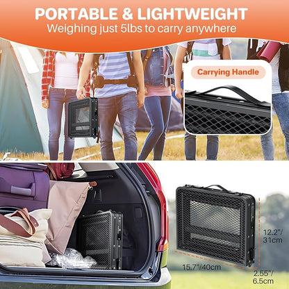 FUNYKICH Folding Grill Table for Outside, 3 Height Adjustable Portable Camping Tables, Lightweight Metal Aluminum Outdoor Table with Portable Handle for Camping, Picnic, BBQ, 23''x16'', Black