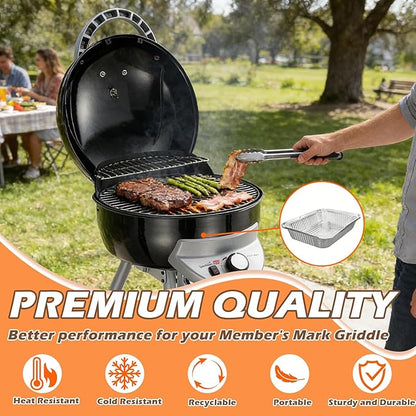 Drip Pan Liners Replacement Parts for Charbroil Bistro Pro 25302146 25302161 25302145 Electric Grill Parts, Aluminum Disposable Foil Grease Tray for Charbroil Bistro Pro Gas Grills, 10 Packs