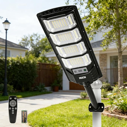 MUCH Solar Street Lights Outdoor 1 Pack, Waterproof with Motion Sensor, 8500K Solar Lights Outdoor, Lamparas Luces Solares para Exteriores Dusk to Dawn Commercial Lighting for Yard Path