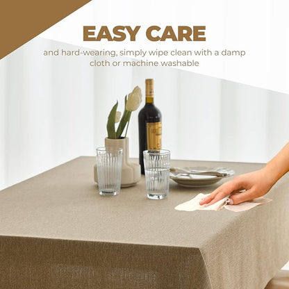 Decorelia Faux Linen Waterproof Tablecloth,Natural,104" x 60" (Rectangular)
