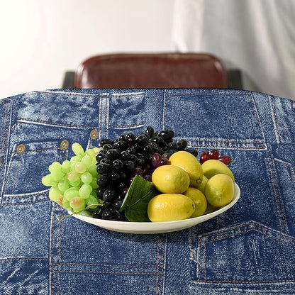 Denim Patchwork Print Style Tablecloth, Fashionable Denim Pattern Design (Not Denim Fabric) Water Resistant Table Cover for Farmhouse Picnic Party Holiday Kitchen Dinner Table 60"x120"