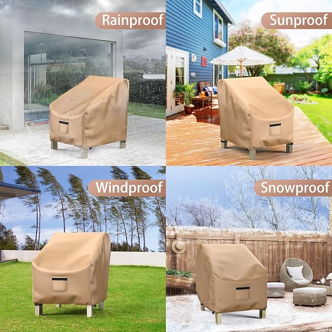 Mrrihand Patio Chair Covers Waterproof , Lounge Deep Seat Cover, Heavy Duty Outdoor Lawn Patio Furniture Covers (29" W x 30" D x 36" H - 2 Pack)