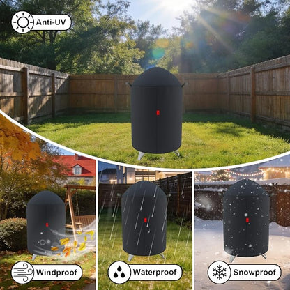 Outdoor Grill Cover Fits Cuisinart 18" Vertical Charcoal Smoker COS-118, Cover Geny Waterproof 600D Heavy Duty Round Smoker Grill Covers, 23" D x 40" H.