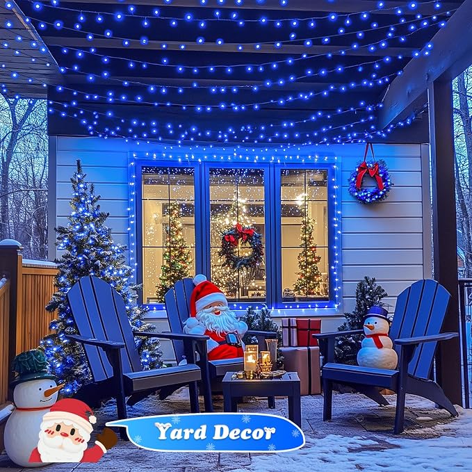 JMEXSUSS 173ft 500 LED Blue Christmas Lights Outdoor with Remote | 8 Modes Plug in Halloween Lights, Waterproof Blue String Lights for Outdoor Indoor Party House Xmas Halloween Decor