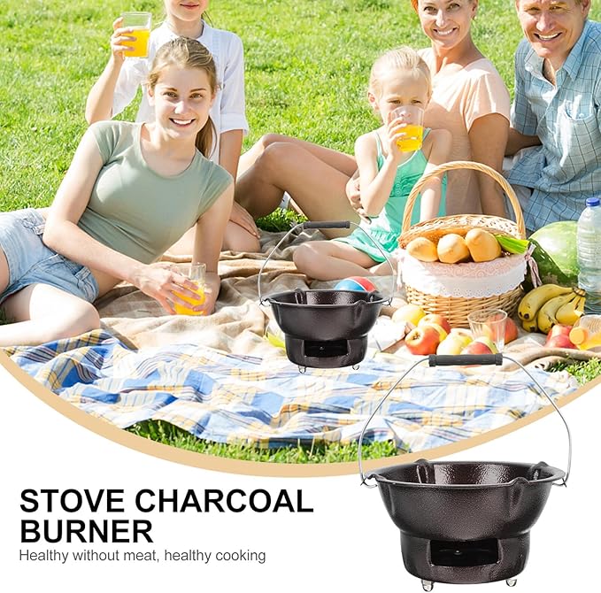IMIKEYA Portable Charcoal Stove Barbecue Grill Outdoor Camping Supplies Coffee Color Cast Iron Heating Tea Stove