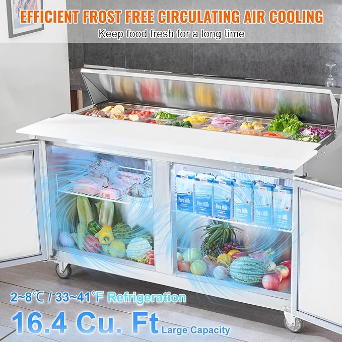 VEVOR Under Counter Drawer Refrigerator, 24 In Stainless Steel Fridge with Temperature Control, Dual Drawer Refrigerator with Powerful Compressor & LED Display, for Home, Office, and Commercial Use