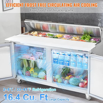 VEVOR Under Counter Drawer Refrigerator, 24 In Stainless Steel Fridge with Temperature Control, Dual Drawer Refrigerator with Powerful Compressor & LED Display, for Home, Office, and Commercial Use