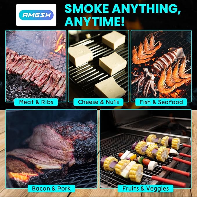12 Hours Pellet Smoker Tray Box, 5”×8”, like Smoke Tube for Pellet Smoker, for Hot & Cold Smoking Meat, Fish, Cheese, and Pork, compatible with Any Grill or Smoker