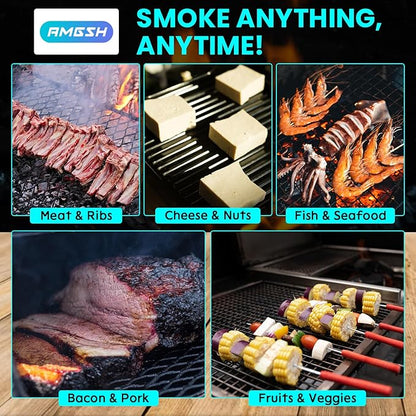 12 Hours Pellet Smoker Tray Box, 5”×8”, like Smoke Tube for Pellet Smoker, for Hot & Cold Smoking Meat, Fish, Cheese, and Pork, compatible with Any Grill or Smoker