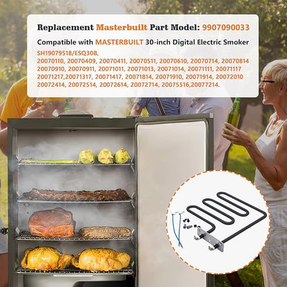 800 Watts Smoker Heating Element Kit Rplacement Part for Masterbuilt and Char-Broil Digital Electric Smokers, Model 9907090033 or FDES30111 | 120V, Replace Part 9907090033 FDES30111, Fit for 20070110 14202004 etc, with 2 Wires 1 Gasket 2 Nuts 2 Screws ...