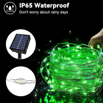 Solar String Lights Outdoor Waterproof 33ft 100LED 8 Modes Twinkle Lights Solar Fairy Lights for Patio, Garden Yard Party Wedding Tree Christmas Halloween Decoration, Green
