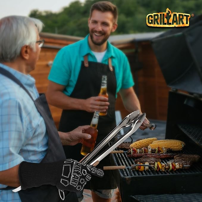 GRILLART BBQ Gloves Heat Resistant Cooking, with 3 Layers Protection, Grill Gloves Heat Proof for Men, Grilling Gloves for Out Door Grill, Grilling Accessories, Grilling Gifts for Men, XXL