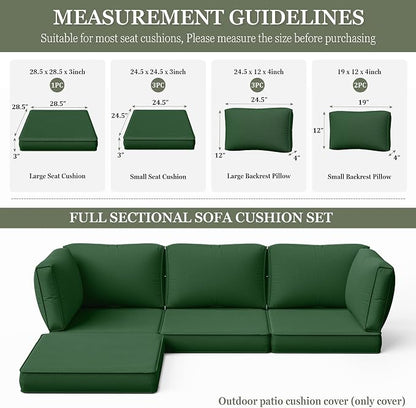 9 Pcs Outdoor Patio Cushions Covers Replacement Sets, Covers Only | 9 Pcs Patio Cushions Covers Replacement UV Resistant, Water Anti-Slip, Heavy-Duty Zippers for 5 Pcs Patio Furniture Set