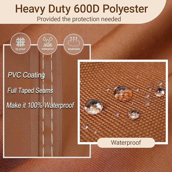 NettyPro Grill Cover for Outdoor Grill 60 inch Waterproof Heavy Duty Gas BBQ Cover for Outside Weber, Char-Broil, Brinkmann, Jenn Air, Nexgrill 3-4 Burners Barbecue, Brown