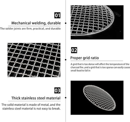 Multi-Purpose Barbecue Net,BBQ Net for Grilling,SUS304 BBQ Grill Mesh, Round Barbecue Wire Rack,BBQ Rack/Grate/Steam Mesh for Camping Charbroil Outdoor Barbeque Backyards