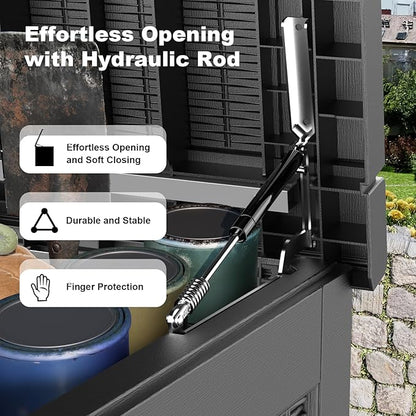 PatioZen 320 Gallon Large Resin Deck Box, Lockable Outdoor Storage Box for Patio Cushions Storage Furniture,Garden Tools, Pool Supplies, Weatherproof and UV Resistant (Black)