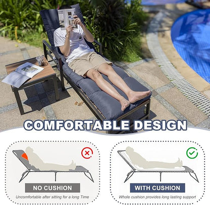 Outdoor Lounge Chair Cushions, 74.4 x 22 x 4.7 Inches Waterproof Fade Resistant Patio Cushion for Chaise Lounger