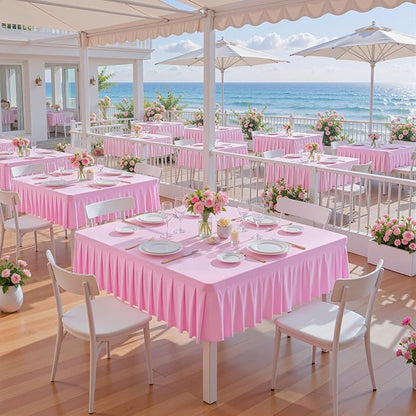 PARTISKY Baby Pink Spandex Square Tablecloths 34x34 Inch, 4 Pack Wrinkle Free Fitted Card Table Cloth Stretch Square Table Cover for Kitchen Dinner, Holiday Party, Wedding Banquet, Display Trade Show