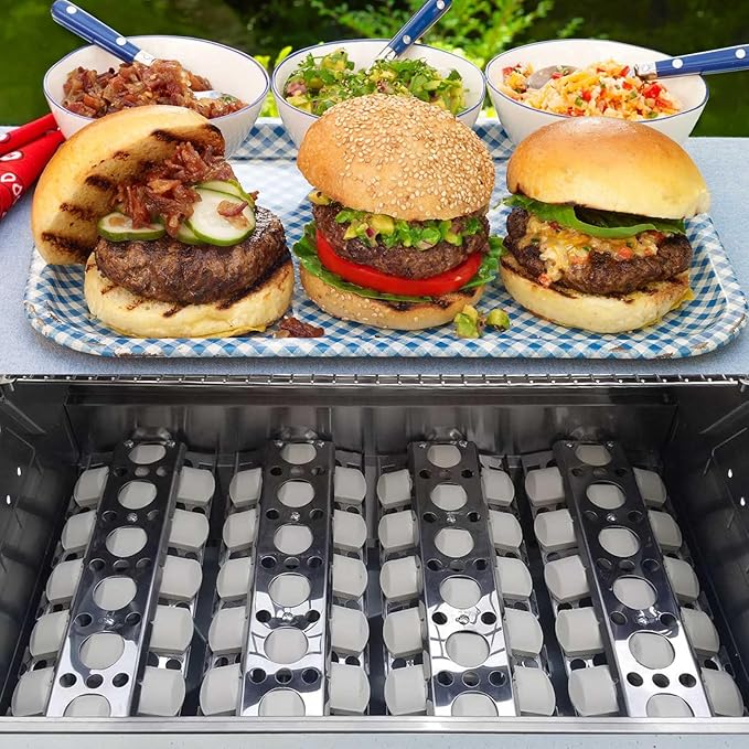 GasSaf 16" Briquettes Tray for Summerset Sizzler 26" 32" 40" Grill, Parts for RCS Premier RJC009P RJC32A RJC26A RJC40A RJC32AL RJC40AL Grill Briquettes Heat Plates, 4 Packs 16 x 6.5 Sizzler Plates