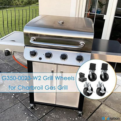 Grill Wheels for Charbroil Performance 463375719 466342119 463243518 3 Inch Caster Wheels Caster Locking for Charbroil Caster Socket for G350-0023-W2 Charbroil Grill Replacement Wheels