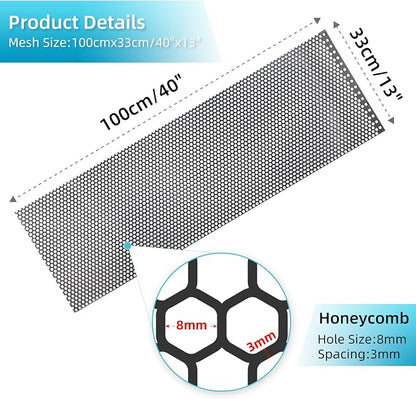 AggAuto Universal 40"x13" Car Grill Mesh Honeycomb 8mm Spacing 3mm Black | Aluminum Alloy Automotive Grille Insert Bumper, One of the Most Multifunctional Shape Grids 100x33cm