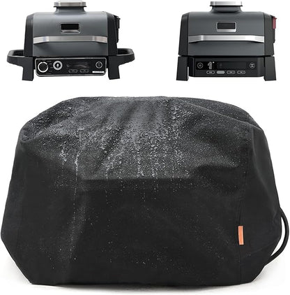 Waterproof Cover for Ninja Woodfire Outdoor Grill, Accessories for Ninja Wood Fire Smoker Grill OG300/700 Series, with Power Cord Storage Pocket, Windproof with Elastic Band Closure (Cover Only)