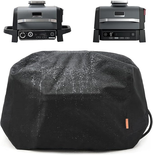Waterproof Cover for Ninja Woodfire Outdoor Grill, Accessories for Ninja Wood Fire Smoker Grill OG300/700 Series, with Power Cord Storage Pocket, Windproof with Elastic Band Closure (Cover Only)