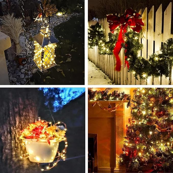 Extra-Long 144FT Solar String Lights for Outside, 4 Pack 800LED Solar Fairy Lights Outdoor Waterproof, Copper Wire with 8 Modes Solar Twinkle Lights for Tree Garden Party Patio Xmas Decor (Warm White)