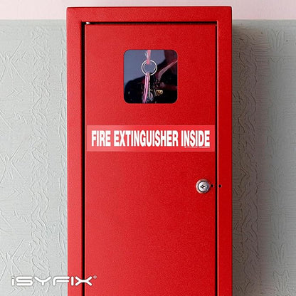 iSYFIX Fire Extinguisher Inside Sticker Sign – 10 Pack 9x1.7 Inch – Self-Adhesive Vinyl Decals, Laminated for UV, Weather, Scratch, Fade Resistance, for Cars, Trucks, Trailers, Rv's and Vehicles