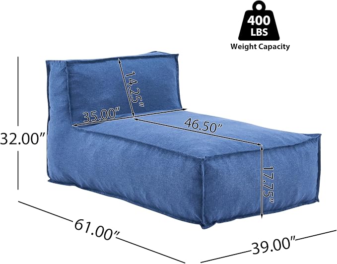 Christopher Knight Home Natty Outdoor Bean Bag Chair Set of 2, Fabric Bean Bag Chair for Adults and Kids, Indoor/Outdoor Sun Lounger, Patio Lounge Chair Set of 2, Navy Blue