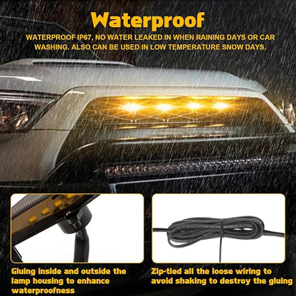 x xotic tech 4pcs Smoked LED Front Grille Marker Light w/Wiring Harness Compatible with Toyota 4Runner 2014-2024 TRD Pro Grille, 2014-2019 SR5 Premium Limited, TRD Off-Road (Amber Light)