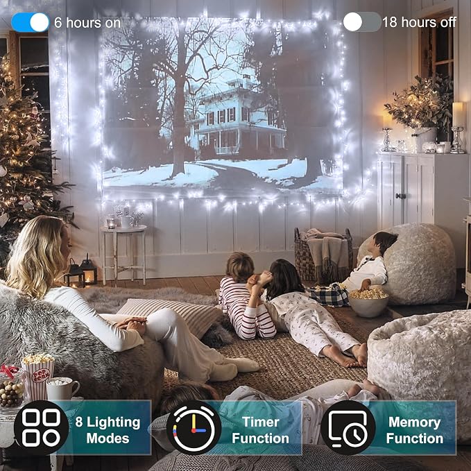Christmas Tree String Lights 2 Pack Total 200FT 600 LED Cool White