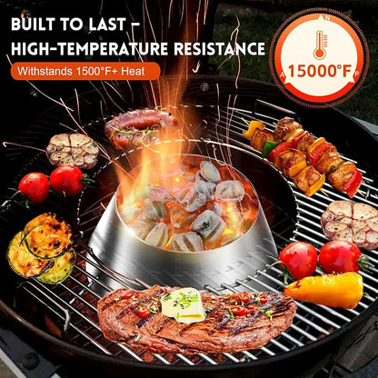 Stainless Steel BBQ Whirlpool Charcoal Grill | Accesories for Weber Kettle 22 26.75 WSM Smokey Mountain, XL Big Green Egg, XL Kamado Joe
