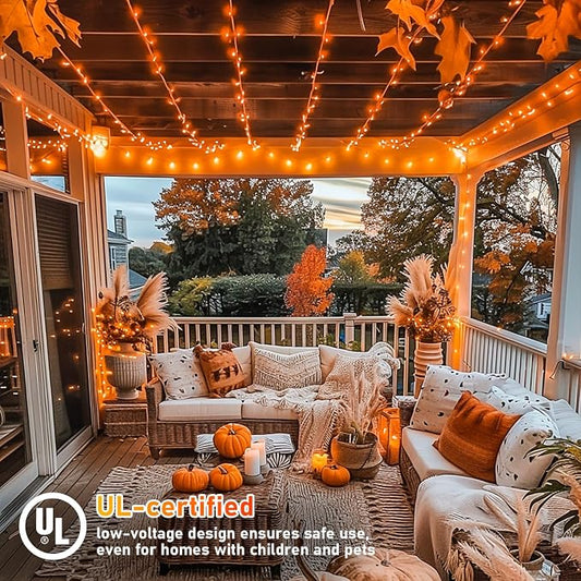 JMEXSUSS 300 LED Orange Lights for Halloween Indoor Outdoor Decor | 99FT Orange Christmas Lights Clear Wire Plug in for Fall Party RV Patio Yard Halloween Tree Decorations