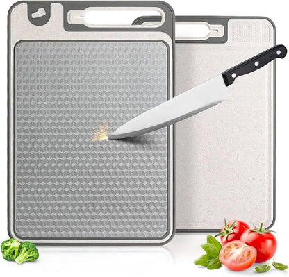 Stainless Steel Cutting Board, 14"x10" Cutting Boards for Kitchen, Dishwasher Safe, Scratch-Resistant with Juice Groove, Separate Sides for Meat and Vegetables ((Diamond Texture)