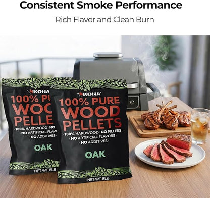 Kona 100% Oak Smoker Pellets, Intended for Ninja Woodfire Outdoor Grill, 16 lb Resealable Bag