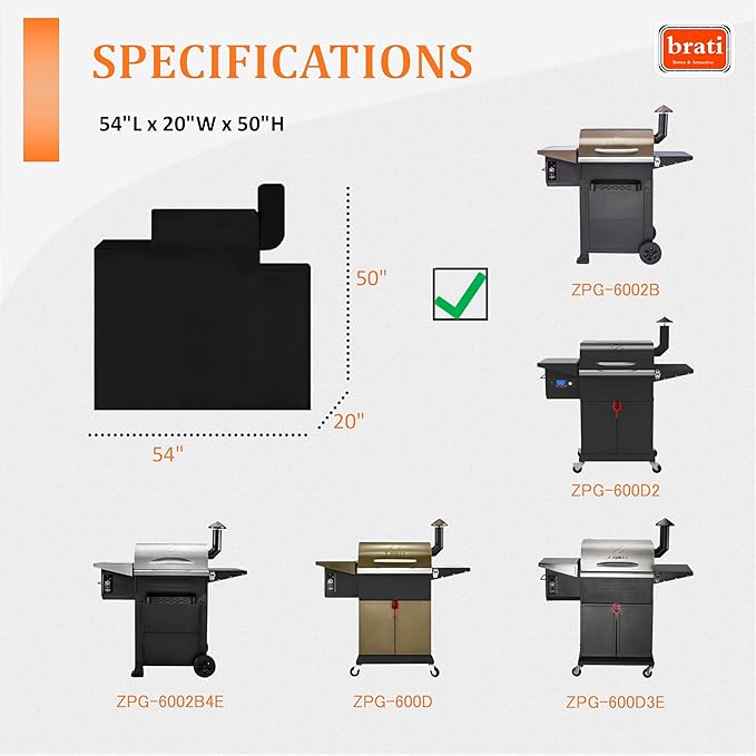 Grill Cover for Z Grills 600 Series Pellet Smoker,54 Inch Z Grills 600D 6002B L6002E 600D3E 6002B2 Pellet Grill Cover Accessories