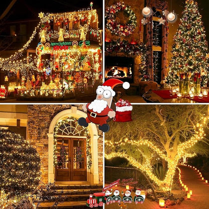 Solar String Lights Outdoor 6 Pack 600 LED Solar Christmas Light Warm White | 8 Lighting Modes, Memory Function, Auto On/Off, 198FT Waterproof Twinkle Lights for Outside Garden Yard Party Xmas Tree Decor