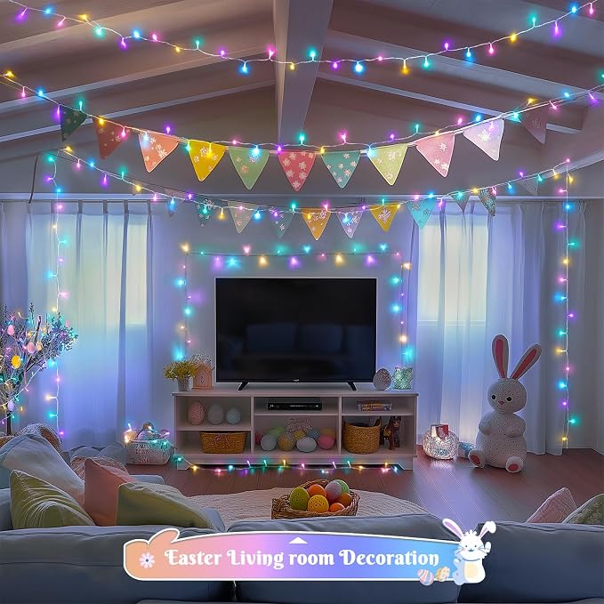 JMEXSUSS 400 LED Easter Lights Indoor Outdoor, 132FT Easter String Lights | Pastel String Lights Plug in, with Remote, 8 Modes Colorful Christmas Light for Bedroom Party Tree Decorations