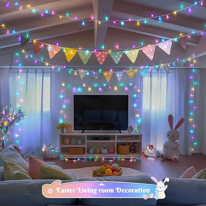 JMEXSUSS 400 LED Easter Lights Indoor Outdoor, 132FT Easter String Lights | Pastel String Lights Plug in, with Remote, 8 Modes Colorful Christmas Light for Bedroom Party Tree Decorations