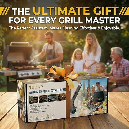 Electric Grill Brush, Upgraded 50W 5200mAh Grill Cleaner with 150Min Runtime, 3-Speed & Angle Adjustable Brush for BBQ Grates, Anti-Shedding (Brown)