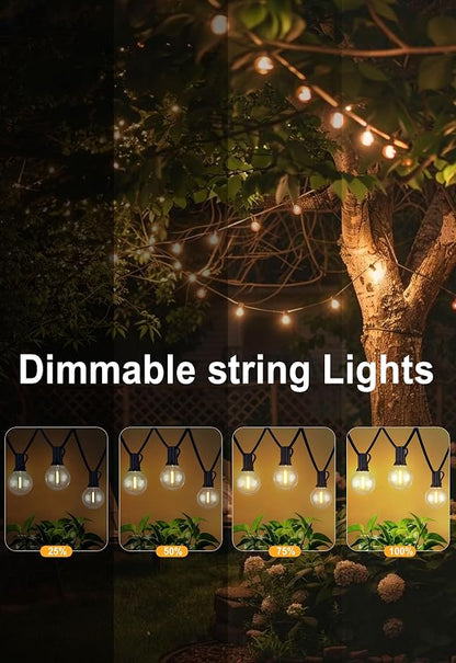 Outdoor String Lights Waterproof 50FT Patio Lighting for Backyard Bistro | 50FT Connectable Outdoor Lights,27 Plastic Dimmable Globe Bulbs for Backyard Bistro Porch Garden Gazebo Balcony Deck Cafe