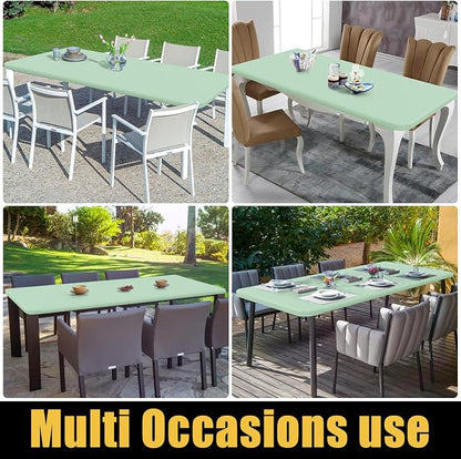 Smiry Rectangle Picnic Table Cloth, Waterproof Elastic Fitted Tablecloths for 6 Foot Tables, Washable Polyester Table Cover for Camping, Indoor and Outdoor (Green, 30"x72")