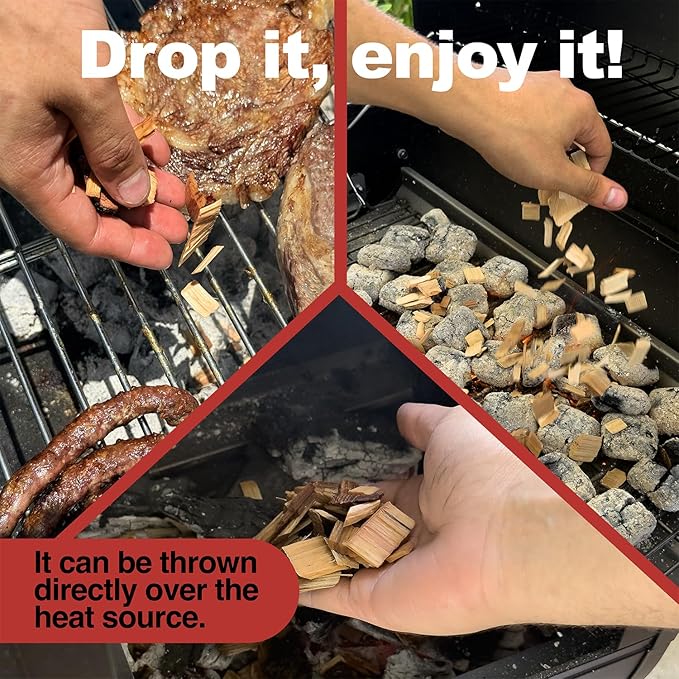 BBQ Hickory Wood Chips for Smoker (2-Pack) 3 lb Total, 100% All-Natural Smoker Wood Chips for Electric Smoker, Charcoal & Gas Grills, and Campfires – Made in USA