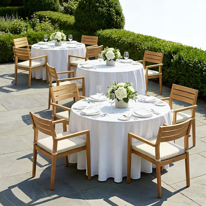 8 Pack White Round Tablecloth 108 Inch | For 4Ft-6Ft Round Table, Wrinkle Resistant Table Cloth, Washable Polyester Fabric, For Wedding Party Banquet Buffet Camping