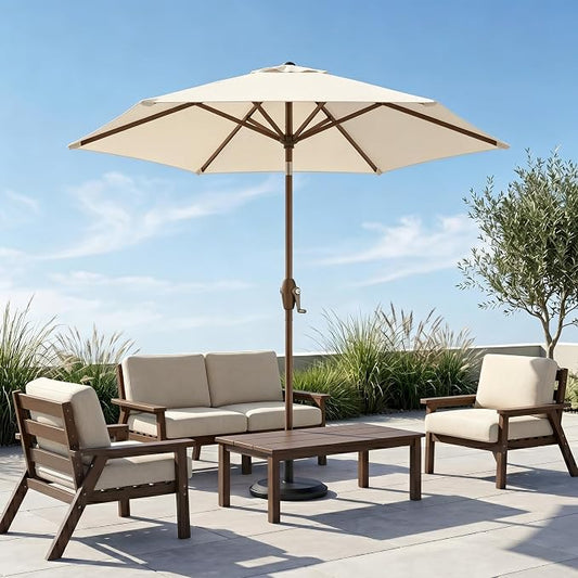 7.5ft Patio Umbrella, Outdoor Table Market Umbrella with Smooth Crank Lift, 6 Windproof Fiberglass Ribs, UPF50+ UV Protection for Deck, Pool, Garden and Backyard