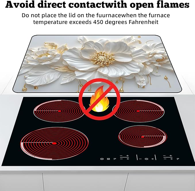 Multi-Design Stove Cover for Glass/Electric Stoves - 3-in-1 Heat-Resistant Protector Mat, Non-Slip Drying Rack 28"x20"